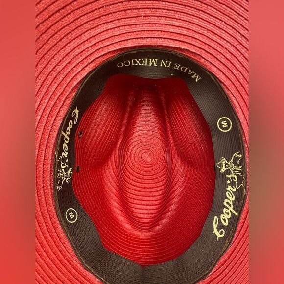 Vintage Coopers straw cowboy/cowgirl hat Mexico Red Western Texas Rodeo Medium - Picture 6 of 6